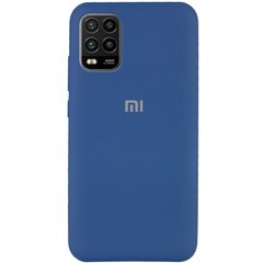 Чехол для Xiaomi Mi 10 Lite Silicone Full Синий / Navy Blue с закрытым низом и микрофиброй
