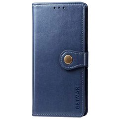 Кожаный чехол книжка GETMAN Gallant (PU) для Xiaomi Redmi Note 9 5G / Note 9T (Синий)