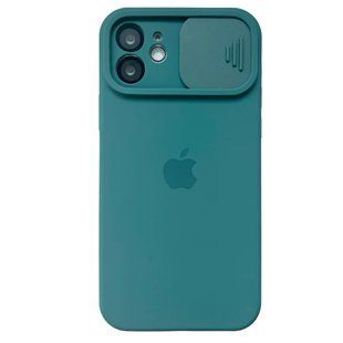 Чохол для iPhone 11 Silicone with Logo hide camera + шторка на камеру Pine Green