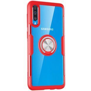 TPU + PC чохол Deen CrystalRing for Magnet (opp) для Samsung Galaxy A50 (A505F) / A50s / A30s (Безбарвний / Червоний)