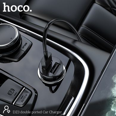 Адаптер автомобильный HOCO double ported car charger DZ3 |2USB, 2.4A black
