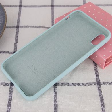 Чехол silicone case for iPhone XS Max с микрофиброй и закрытым низом Turquoise