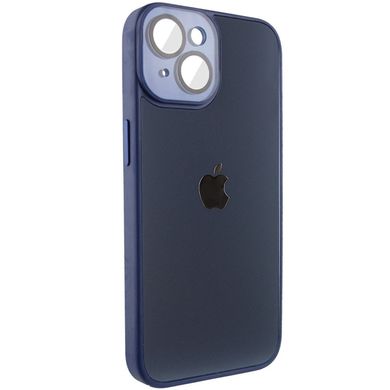 Чехол для iPhone 13 Стеклянный матовый + стекло на камеру с микрофиброй TPU+Glass Sapphire Midnight Deep navy