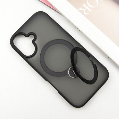 TPU+PC чохол Metal Buttons with MagSafe Colorful HQ Ring для Apple iPhone 16 (6.1") (Black)