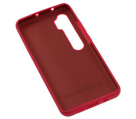 Чехол для Xiaomi Mi Note 10 Silicone Full Розово-красный с закрытым низом и микрофиброй