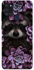 Чехол для Samsung Galaxy A21s PandaPrint Енот в цветах цветы