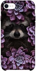 Чехол для Apple iPhone SE (2020) PandaPrint Енот в цветах цветы