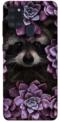 Чохол для Samsung Galaxy A21s PandaPrint Єнот в кольорах квіти