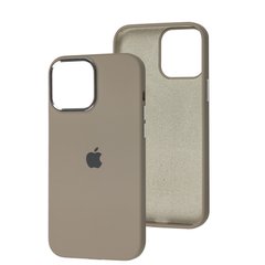 Чехол для iPhone 12 Pro Max Silicone Case Full (Metal Frame and Buttons) с металической рамкой и кнопками Beige