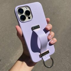 Шкіряний чохол для iPhone 14 Plus Leather Holding Strap Lavender