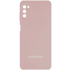 Чехол для Samsung Galaxy A03s Silicone Full camera закрытый низ + защита камеры Розовый / Pink Sand