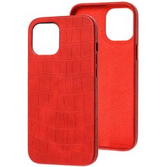 Кожаный чехол Croco Leather для Apple iPhone 13 (6.1"") Red