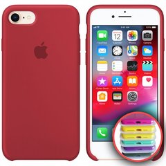 Чохол silicone case for iPhone 7/8 з мікрофіброю і закритим низом Rose Red / Червоний