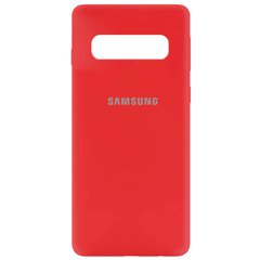 Чохол для Samsung Galaxy S10 (G973) Silicone Full червоний з закритим низом і мікрофіброю