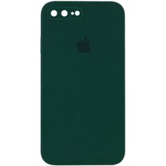 Чехол для Apple iPhone 7 plus / 8 plus Silicone Full camera закрытый низ + защита камеры (Зеленый / Dark green) квадратные борты