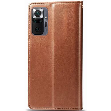Кожаный чехол книжка GETMAN Gallant (PU) для Xiaomi Redmi Note 10 Pro Коричневый