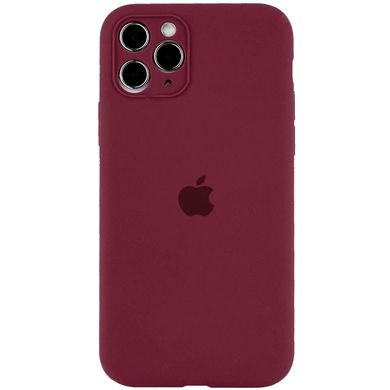Чехол для Apple iPhone 12 Silicone Full camera закрытый низ + защита камеры / Бордовый / Plum
