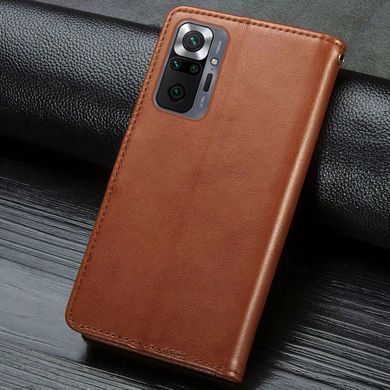 Кожаный чехол книжка GETMAN Gallant (PU) для Xiaomi Redmi Note 10 Pro Коричневый