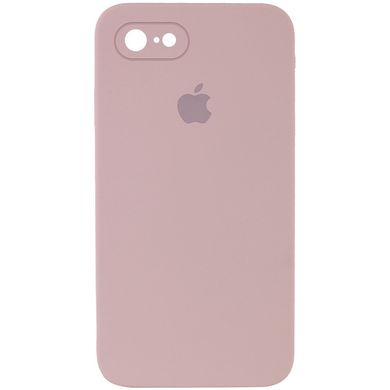 Чехол для iPhone 6/6s Silicone Full camera закрытый низ + защита камеры Розовый / Pink Sand квадратные борты