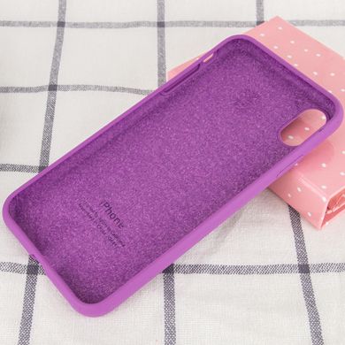 Чехол silicone case for iPhone XS Max с микрофиброй и закрытым низом Grape