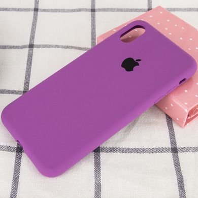 Чехол silicone case for iPhone XS Max с микрофиброй и закрытым низом Grape
