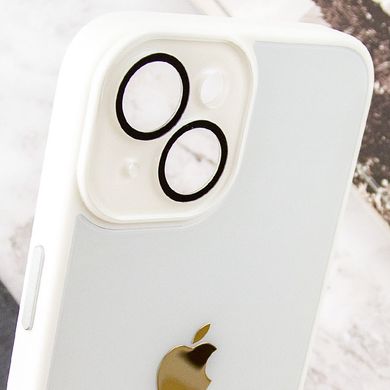 Чехол для iPhone 14 Plus Стеклянный матовый + стекло на камеру с микрофиброй TPU+Glass Sapphire Midnight White