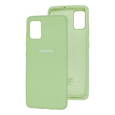 Чехол для Samsung Galaxy A51 (A515) Silicone Full мятный с закрытым низом и микрофиброй