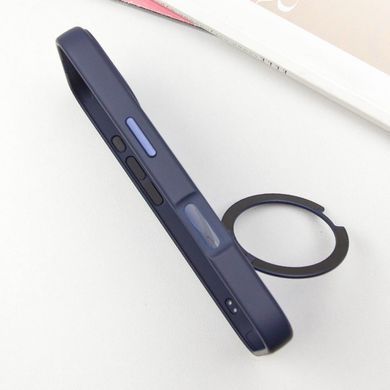 TPU+PC чохол Metal Buttons with MagSafe Colorful HQ Ring для Apple iPhone 16 (6.1") (Dark Blue)