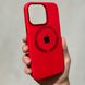 Чехол для iPhone 13 Silicone Case Full (Metal Frame and Buttons) with Magsafe с металлическими кнопками и рамкой Red