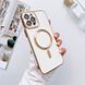 Чехол для iPhone 12 Pro Max Gold Plating with Magsafe + стекло на камеру White