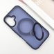 TPU+PC чохол Metal Buttons with MagSafe Colorful HQ Ring для Apple iPhone 16 (6.1") (Dark Blue)