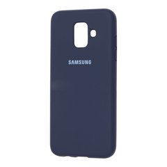 Чехол для Samsung Galaxy A6 2018 (A600) Silicone Full Тёмно-синий с закрытым низом и микрофиброй