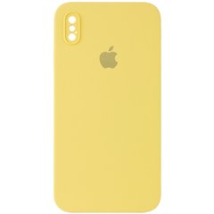 Чехол для Apple iPhone XS Max Silicone Full camera / закрытый низ + защита камеры (Желтый / Canary Yellow) квадратные борты