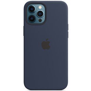 Чехол Silicone case (AAA) для Apple iPhone 12 Pro Max full with Magsafe and Animation / Закрытый низ / Анимация / Синий / Deep navy