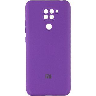 Чехол для Xiaomi Redmi Note 9 / Redmi 10X Silicone Full camera закрытый низ + защита камеры Фиолетовый / Purple