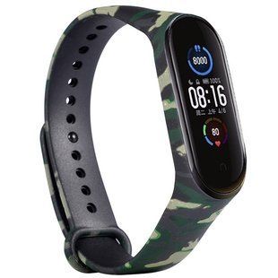 Силиконовый ремешок с рисунком для Xiaomi Mi Band 5 (Хаки / Зеленый)