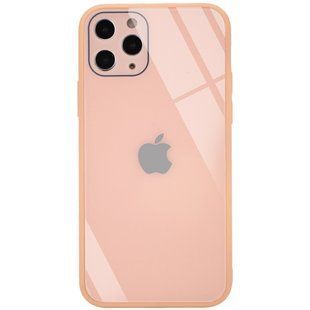 TPU+Glass чехол GLOSSY Logo Full camera (opp) для Apple iPhone 11 Pro Max (6.5") (Персиковый)