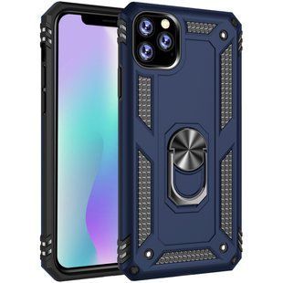 Ударостійкий чохол Serge Ring магнітний тримач для Apple iPhone 11 Pro (5.8") (Темно-синій)