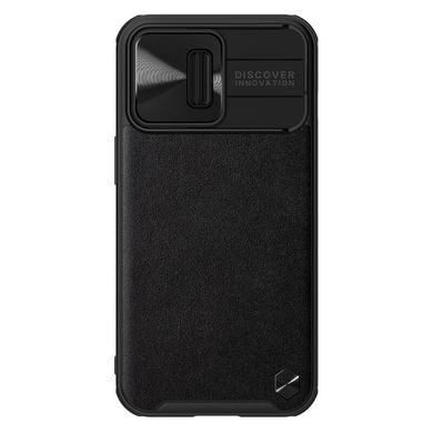Кожаная накладка Nillkin Camshield Leather (шторка на камеру) для Apple iPhone 13 (6.1") Черный / Black