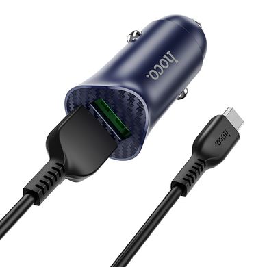Адаптер автомобільний HOCO Micro USB cable Farsighted dual port QC3.0 car charger set Z39 | 2USB, QC3.0, 3A / 18W | black