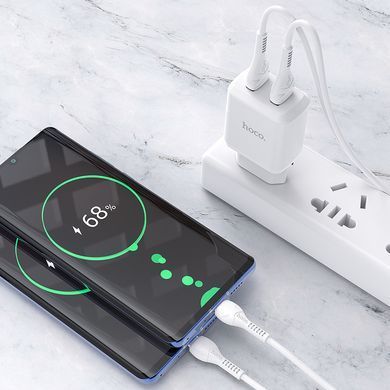 Адаптер сетевой HOCO Speedy dual port charger N7 |2USB, 2.1A| (Safety Certified) white