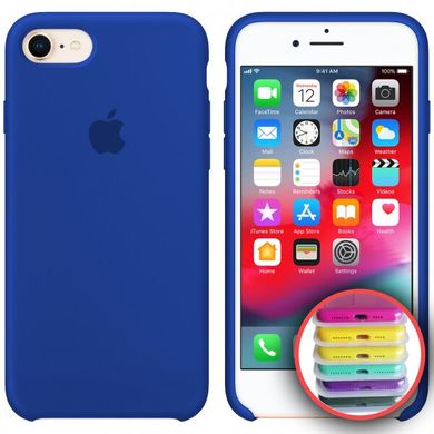 Чохол silicone case for iPhone 7/8 з мікрофіброю і закритим низом Ultra Blue / Синій