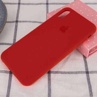 Чохол silicone case for iPhone XS Max з мікрофіброю і закритим низом Dark Red