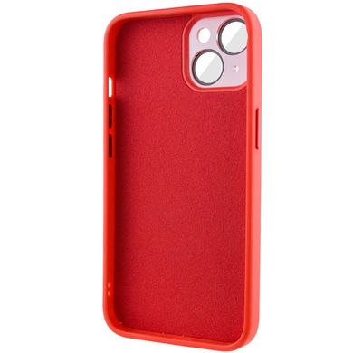 Чохол для iPhone 14 Plus Скляний матовий + скло на камеру з мікрофіброю TPU+Glass Sapphire Midnight Red