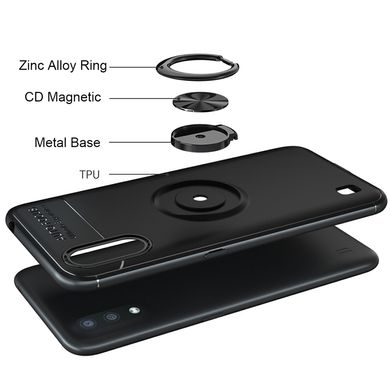 TPU чехол Deen ColorRing под магнитный держатель (opp) для Samsung Galaxy A01 (Черный / Черный)