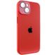 Чохол для iPhone 14 Plus Скляний матовий + скло на камеру з мікрофіброю TPU+Glass Sapphire Midnight Red