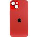 Чехол для iPhone 14 Plus Стеклянный матовый + стекло на камеру с микрофиброй TPU+Glass Sapphire Midnight Red