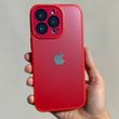 Чехол для iPhone 14 Pro Стеклянный матовый + стекло на камеру с микрофиброй TPU+Glass Sapphire Midnight Red