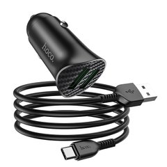 Адаптер автомобільний HOCO Type-C cable Farsighted dual port QC3.0 car charger set Z39 | 2USB, QC3.0, 3A / 18W | black