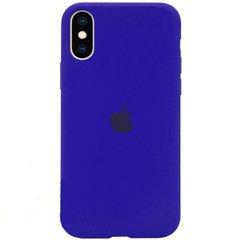 Чехол silicone case for iPhone X/XS с микрофиброй и закрытым низом Shiny blue